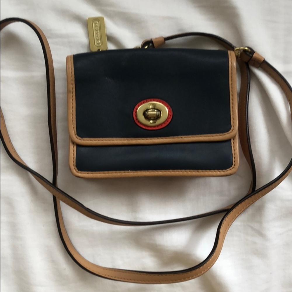 Small Coach Wallet Purse Blue Red Crossbody